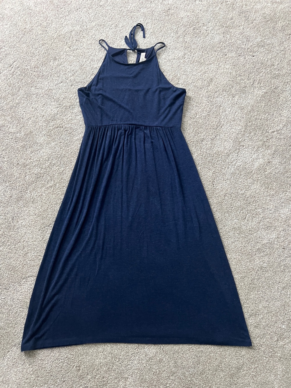 Loft Women's Medium Navy Blue Soft Knit Halter Swing Dress